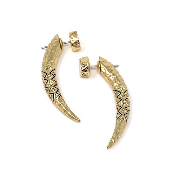House of Horlow 1960 Gold Gorgon Tusk Earrings. - Picture 6 of 7
