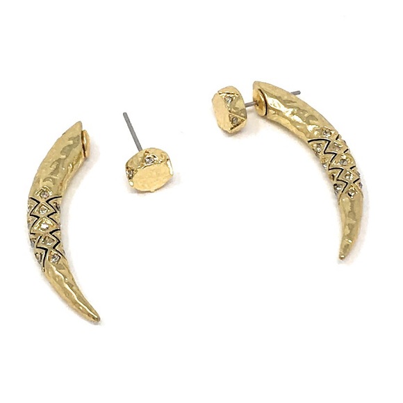 House of Horlow 1960 Gold Gorgon Tusk Earrings. - Picture 7 of 7