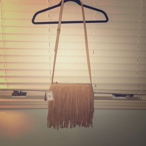 Brand new w/ tags! Francesca's fringe brown purse