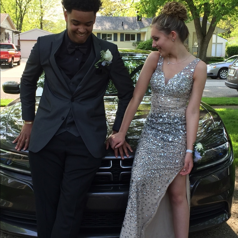 Beaded Crystal Bling Prom Dress