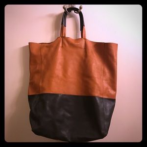 CELINE- BI-CABAS TOTE- CAMEL/ ASPHALT