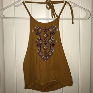 burnt orange printed halter top