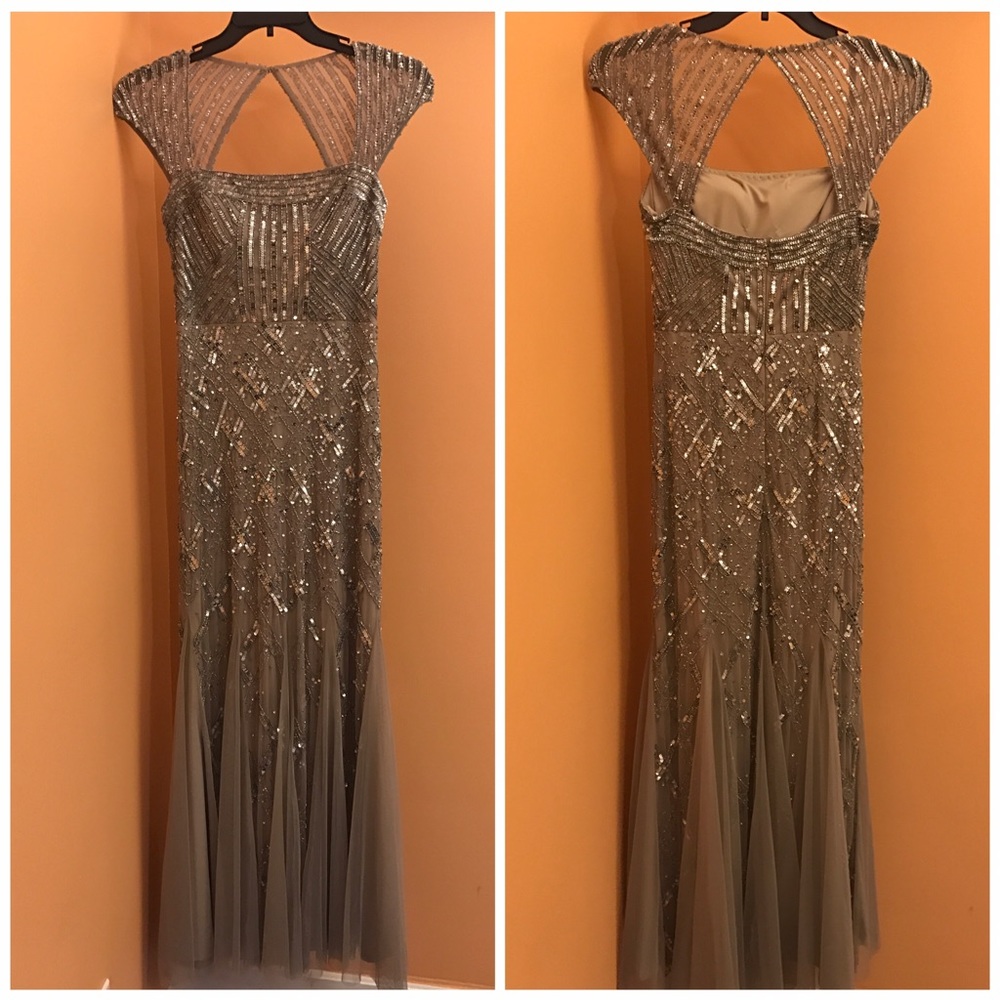 Elegant silver red carpet dress