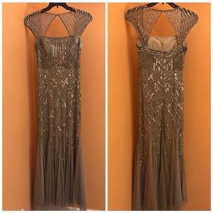 Elegant silver red carpet dress