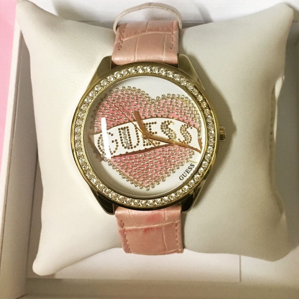 Guess pink clear watch