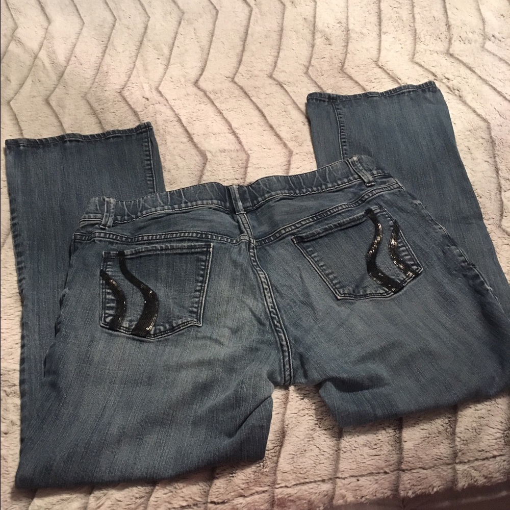 Old Navy maternity black embellished jeans 14 (L)
