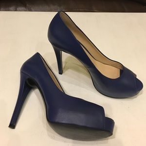 Blue guess peeptoe heels size 6.5