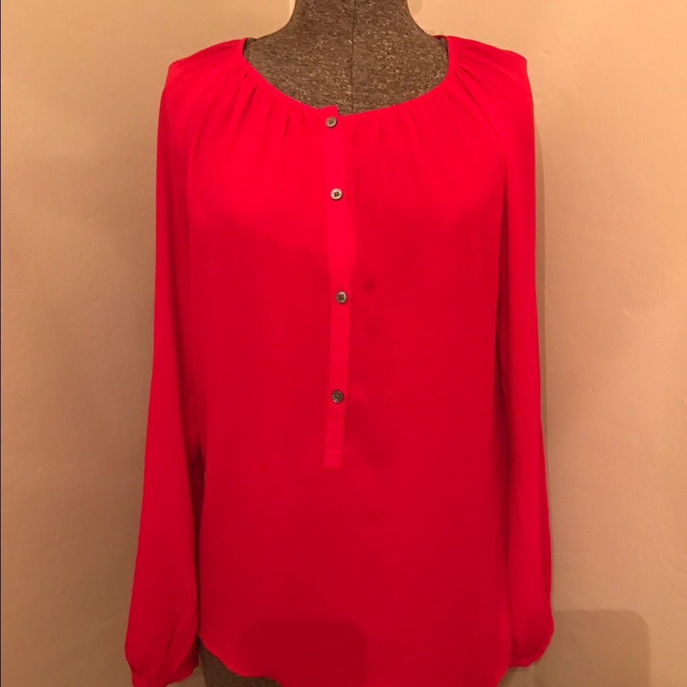 Amazing red blouse!  Long sleeve.  No flaws.  Loft