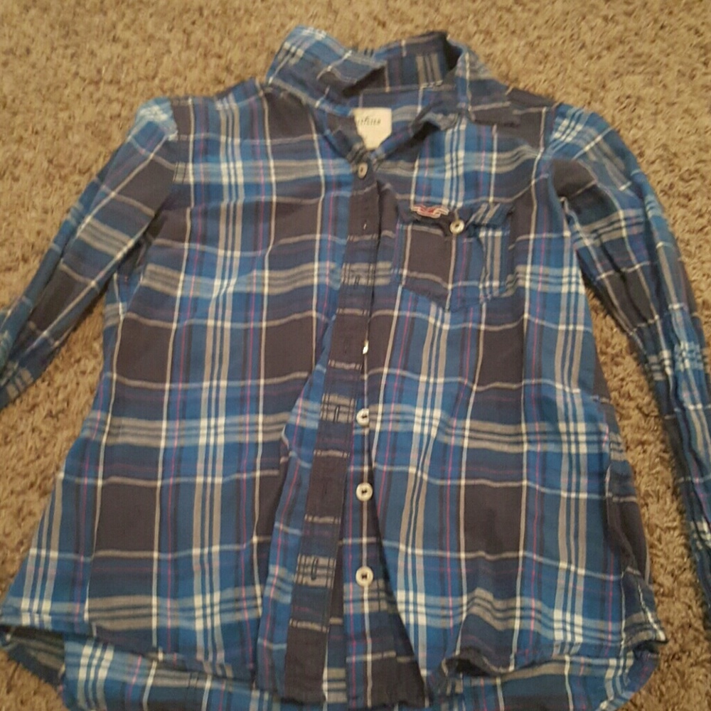 blue plaid long sleeve