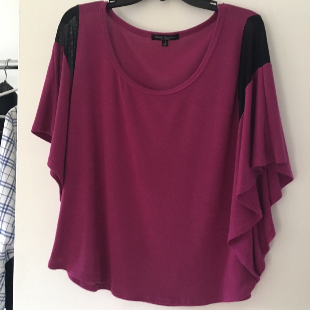 Green Envelope Flutter Sleeve Top
