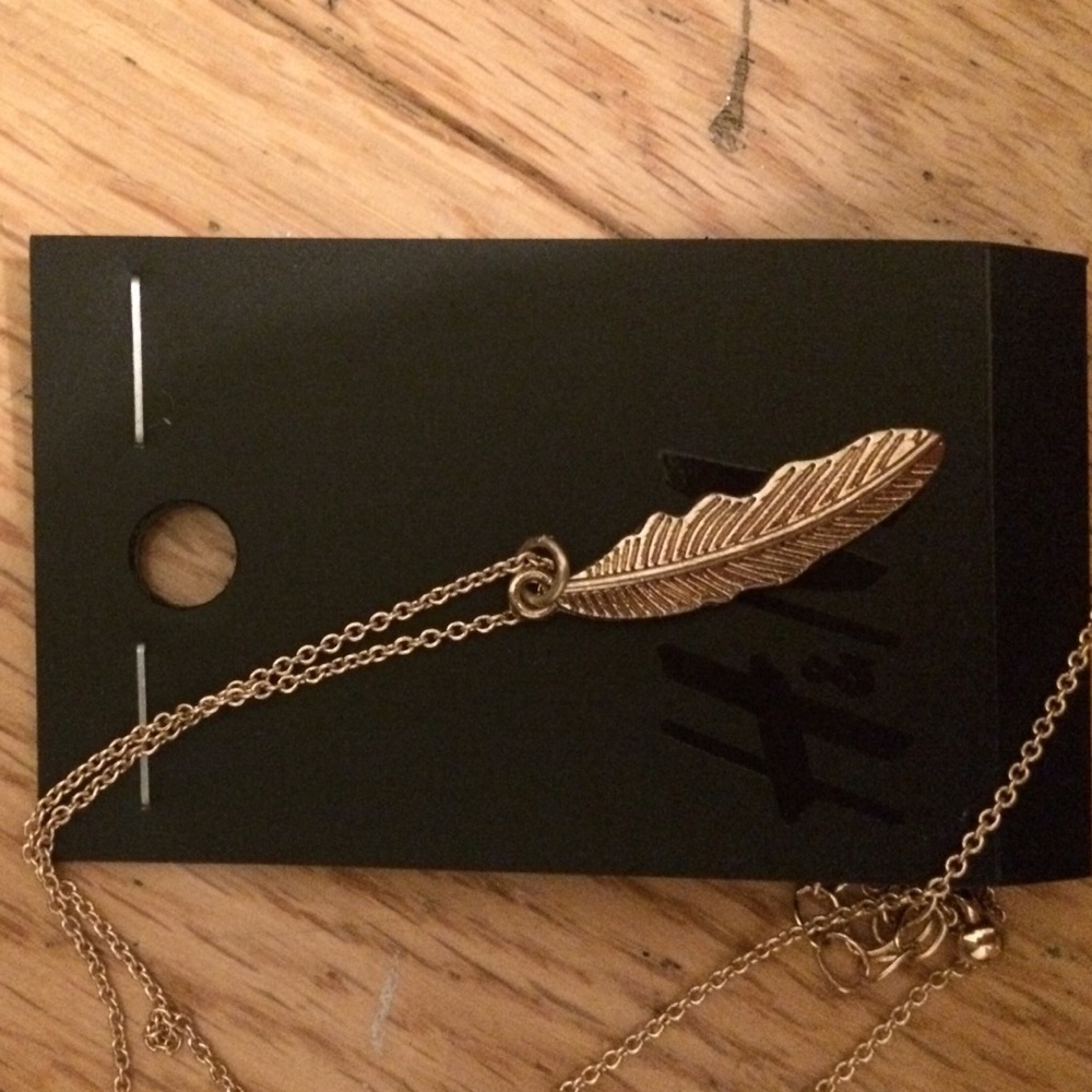 H&M gold feather necklace