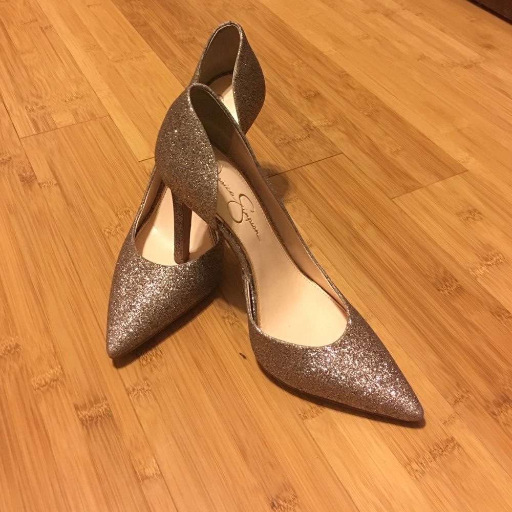 Gold glitter Jessica Simpson heels