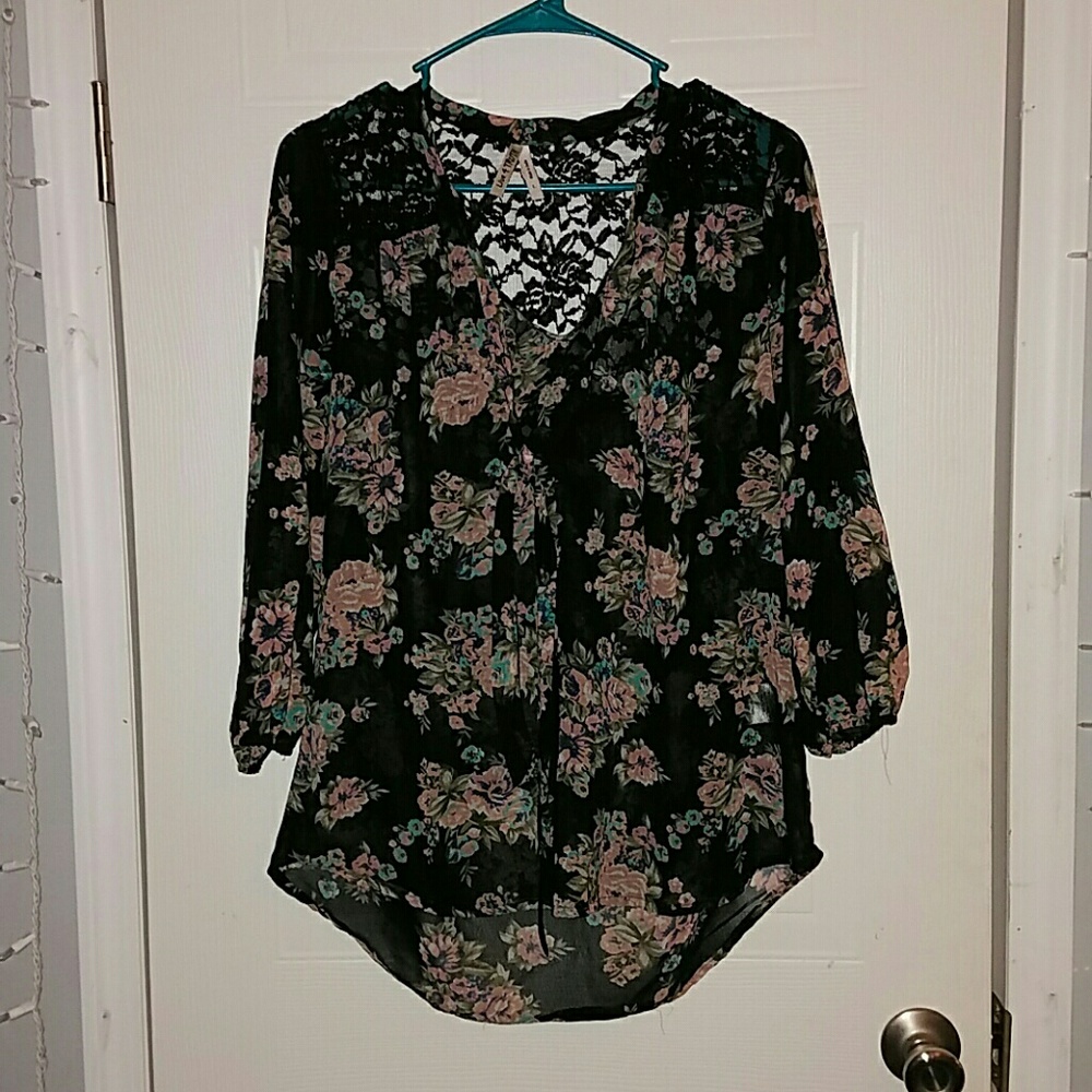 Black floral shirt