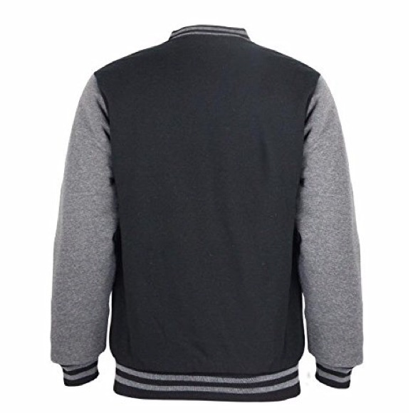 Men's Sherpa Lined Fleece Varsity Bomber Jacket - Picture 2 of 4