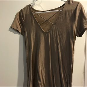 Forever21 Taupe Criss Cross Top
