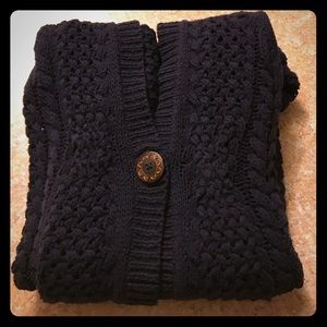 Anthropologie, navy blue, lacy knit cardigan