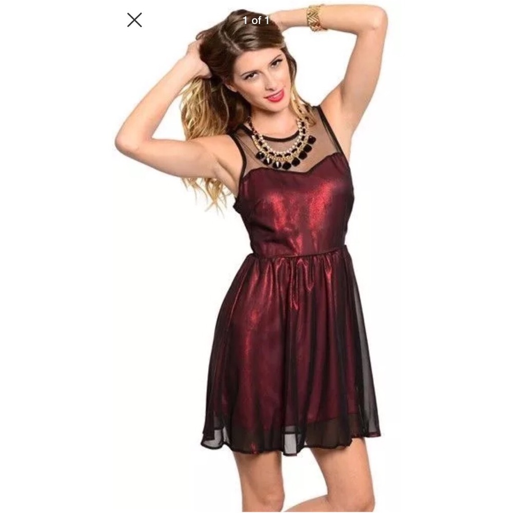 Manito Metallic Red Party Dress