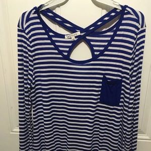 Active Long Sleeve High Low Striped Top