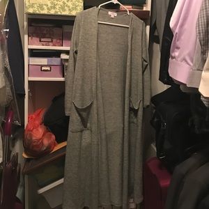 Grey lularoe Sarah cardigan.