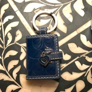 Coach navy patent leather "booklet" keychain