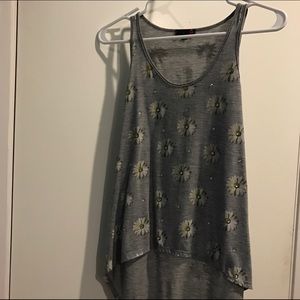 GUESS Flower Print High-Low Tank Top