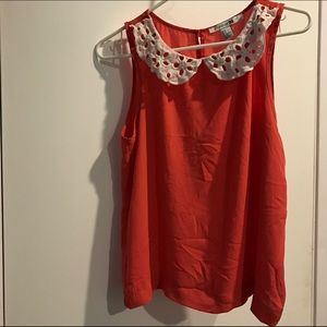 Forever21 Coral Lace Collar Blouse