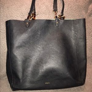 Lauren Ralph Lauren Black Leather Tote
