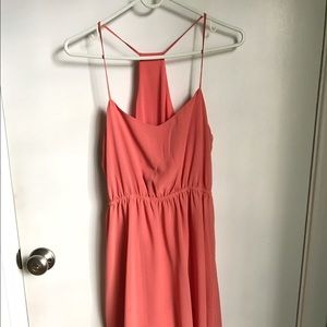 High low coral dress.