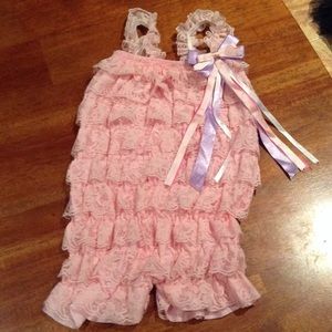 Pink ruffled romper