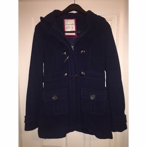 Navy blue hooded pea coast