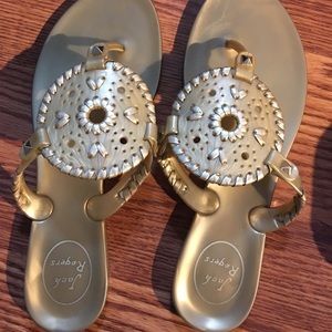 Jack Rogers size 7 Georgica gold jelly flip flop🌟