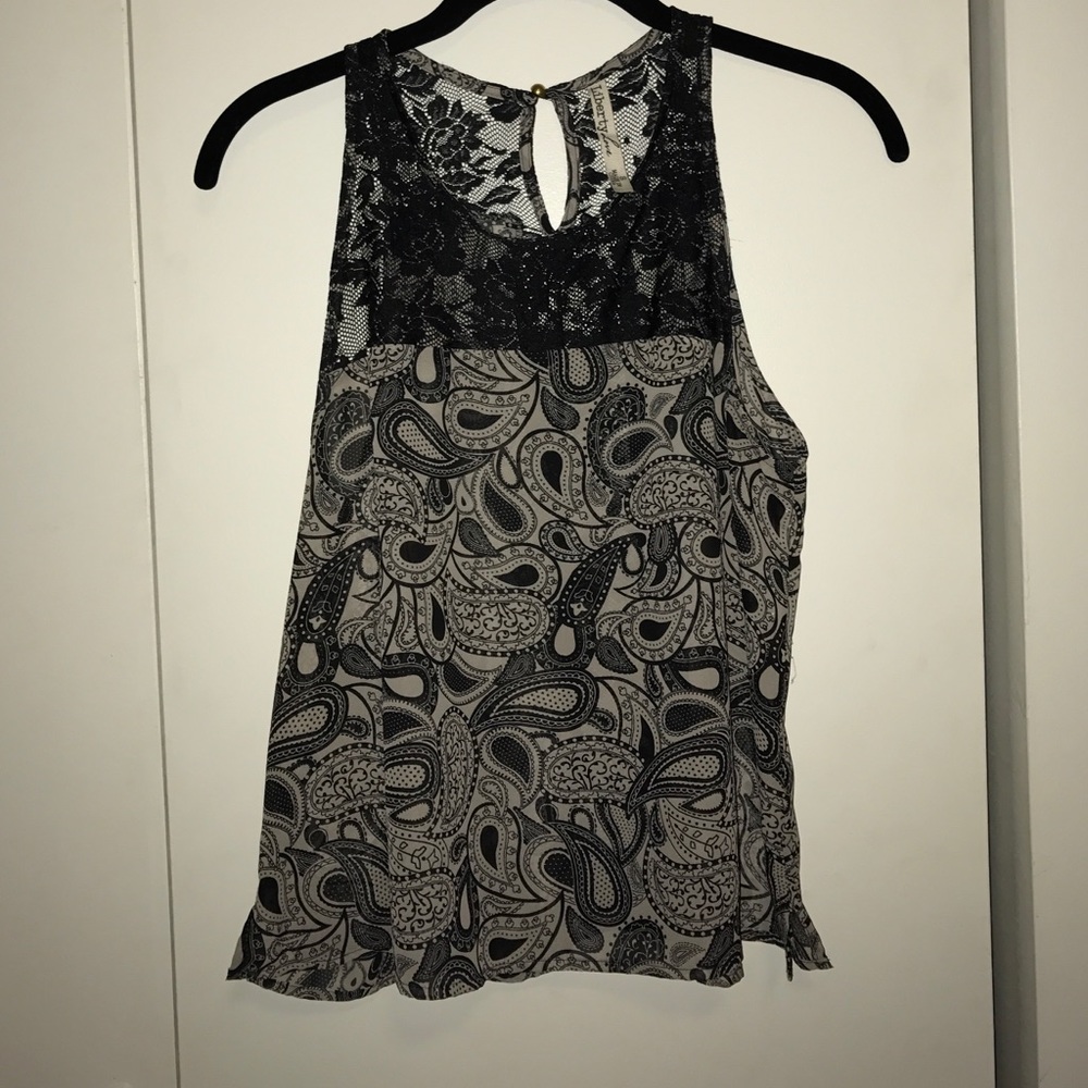 Satin and lace tank top