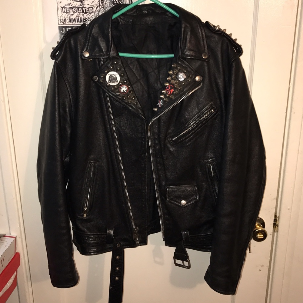 VTG genuine leather customized punk rock jacket