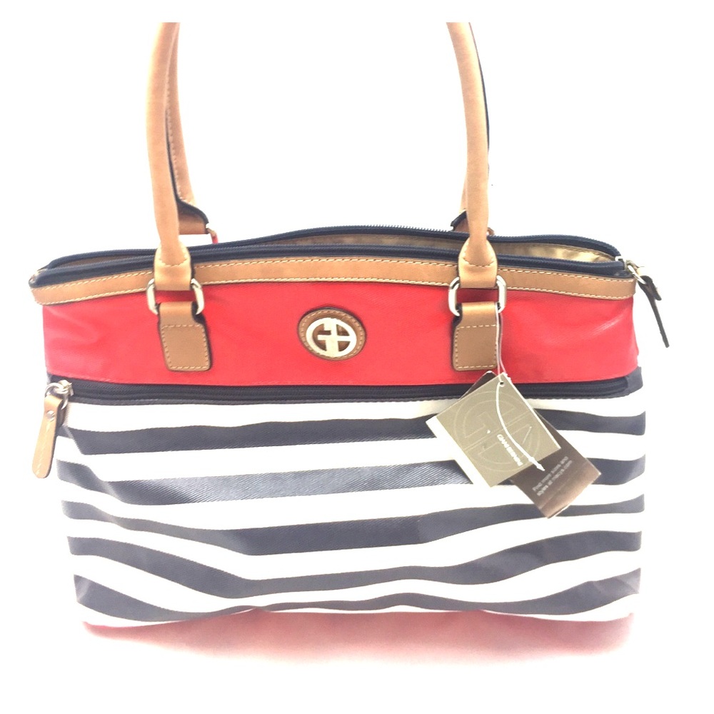 Gianni Bernini Canvas Striped Satchel - Picture 1 of 3
