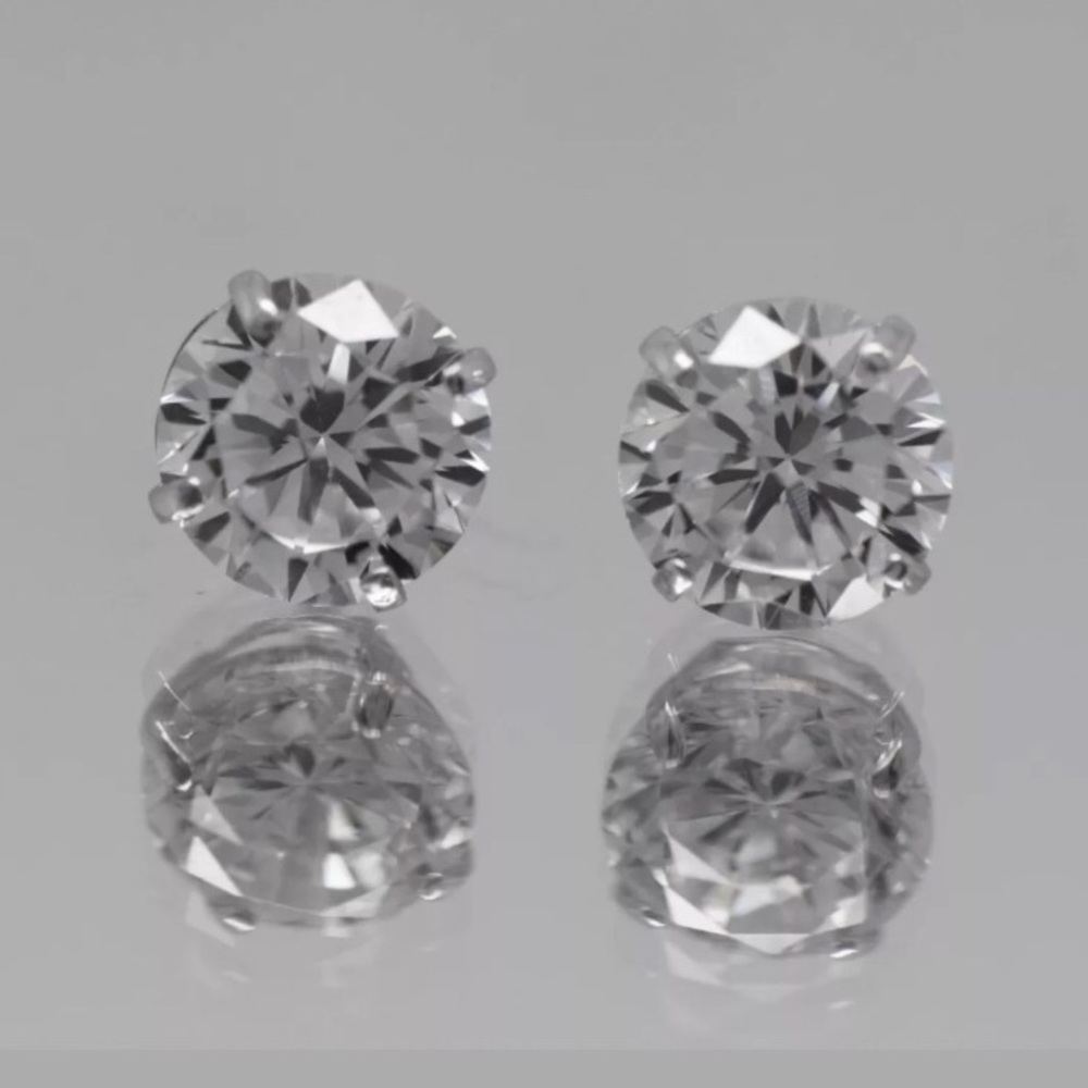 💎1CT Simulated Diamond Solid 14K White Gold Studs