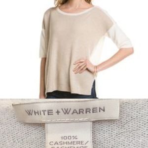 White + Warren 100% cashmere, color block sweater