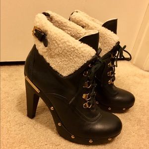 BCBG Melo Lace Up Cuffed Ankle Boot Bootie