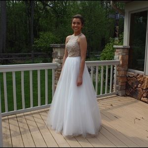 White/Gold Prom Dress