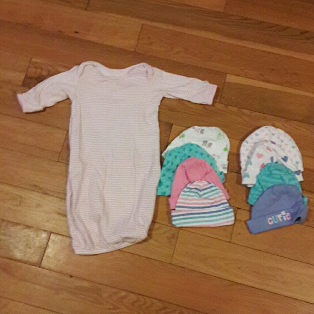 OS nb-infant sleep sack, 8 nb/infant hat bundle