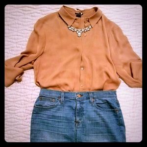 Theory tan blouse