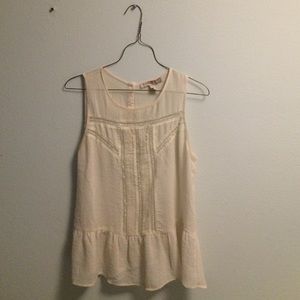 Feminine Cream Lacy Blouse with Ruffle