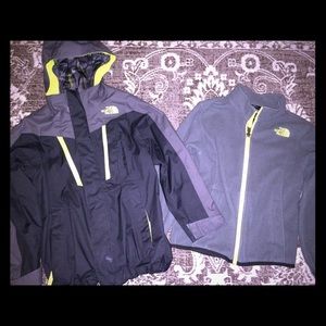 Boys North Face 3 In 1 Jacket Size 6 Charcoal