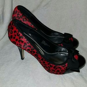 White House Black Market red calf hair pumps 8.5