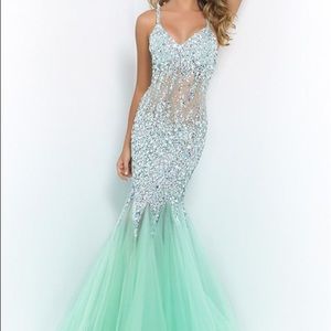 Nude Rhinestone Prom Dress