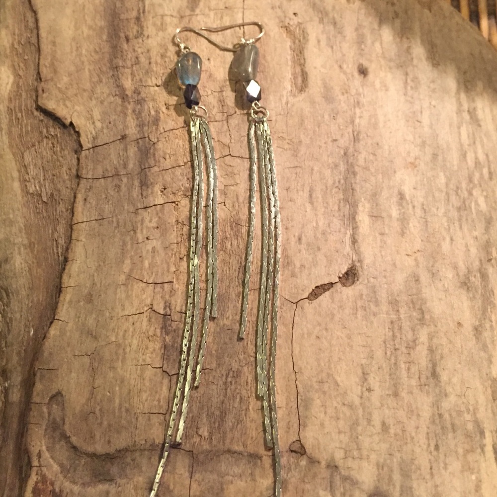 Labadorite and iolite dangle earrings