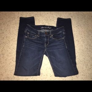 american eagle SHORT dark wash skinny jeans