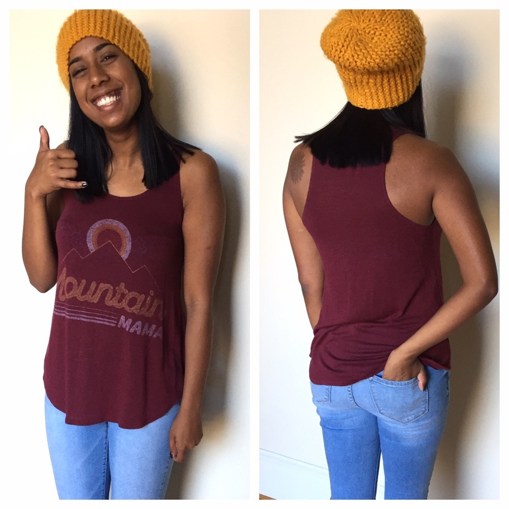 Burgundy "Mountain Mama" Tank ⛰