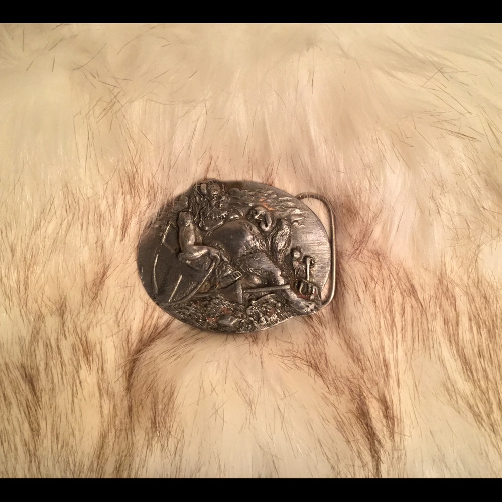 Viking troll Finnish pewter belt buckle