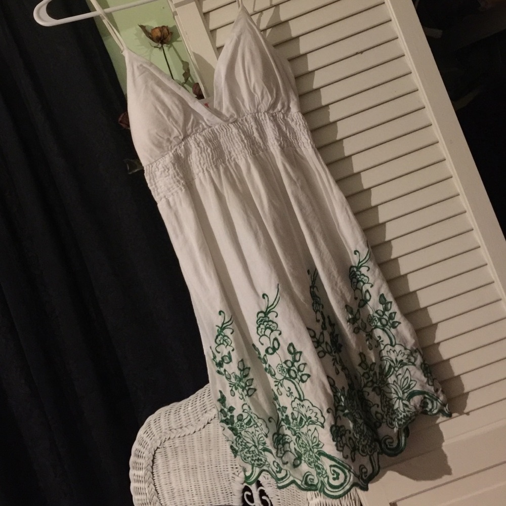 White spaghetti strap dress.