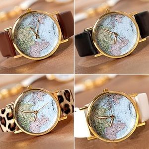 Quartz Woman's World Map Watches